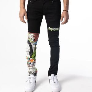 SUGARHILL HELL ON EARTH DENIM‎ 28x31 Anime Goth Graffiti Streetwear Graphic Art